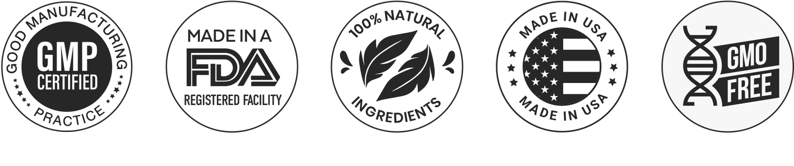 FDA-registered and GMP-certified badges